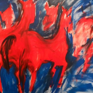 RED RUNNING - Acryl auf Leinwand 80 x 100 cm (32 x 40 in)