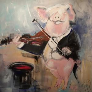 DER GLÜCKS FIEDLER  - Acryl auf Leinwand 100 x 100 cm (40 x 40 in)