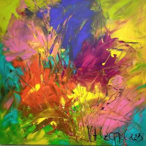 FLOWER POWER - Acryl auf Leinwand-100-x-100-cm (40 x 40 in) 