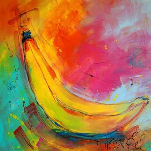 HOT BANANA - Acryl auf Leinwand 80 x 80 cm (32 x 32 in)