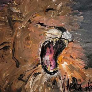GUT GEBRÜLLT LÖWE - Acryl auf Leinwand 80 x 100 cm (32 x 40 in)