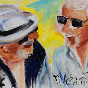 MÄNNERGESPRÄCHE  - Acryl auf Leinwand 70 x 100 cm  (28 x 40 in)