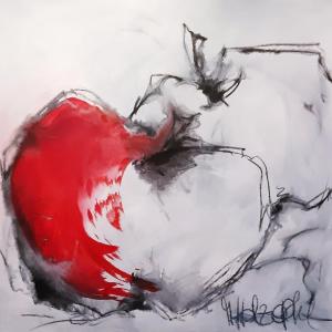 DER HOLZAPFEL -  Kohle und Acryl auf Leinwand 100 x 100 cm (40 x 40 in)