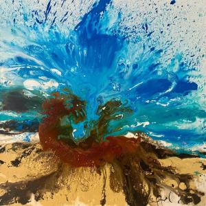 WO GISCHT AUF LAVA TRIFFT #2 - Mischtechnik auf Leinwand100 x 100 cm ( 40 x 40 in)