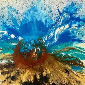 WO GISCHT AUF LAVA TRIFFT #3 - Mischtechnik auf Leinwand 100 x 100 cm ( 40 x 40 in)
